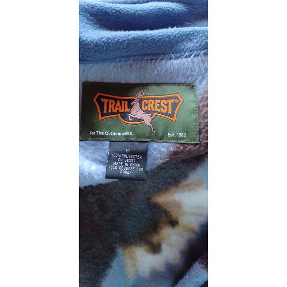 Vintage Trail Crest Full Zip Fleece Jacket Medium American Eagle & Forest Print - Picture 5 of 6